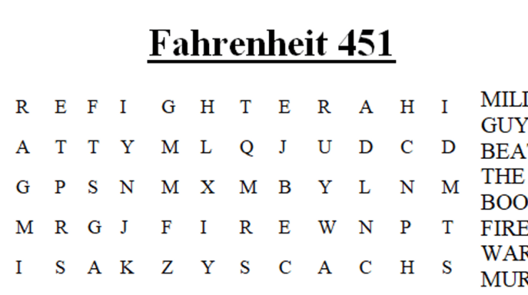 Fahrenheit 451 word search answers